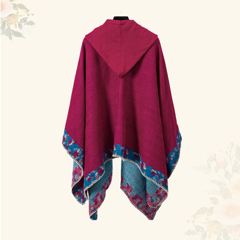 Buddha Stones Chal tibetano Frontera Pequeña Flor Floral Capa con Capucha Invierno Acogedor Bufanda de Viaje Abrigo - image 27