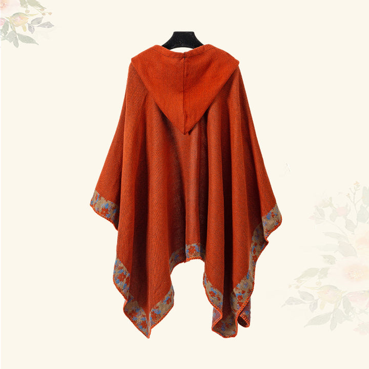 Buddha Stones Chal tibetano Frontera Pequeña Flor Floral Capa con Capucha Invierno Acogedor Bufanda de Viaje Abrigo - image 12