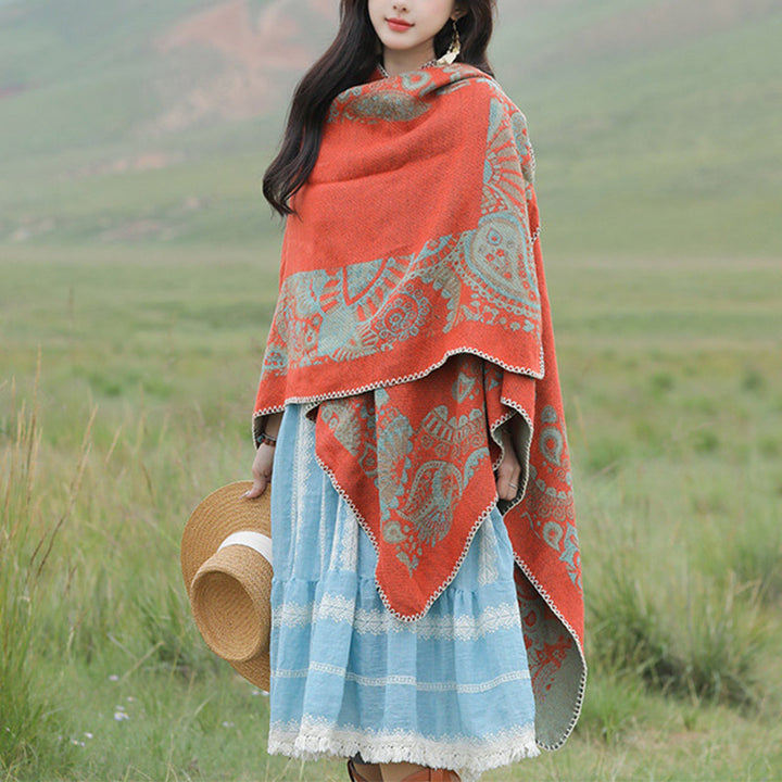 Mantón tibetano de piedras de Buddha Stones , patrón Simple, bufanda de viaje acogedora para invierno - image 2