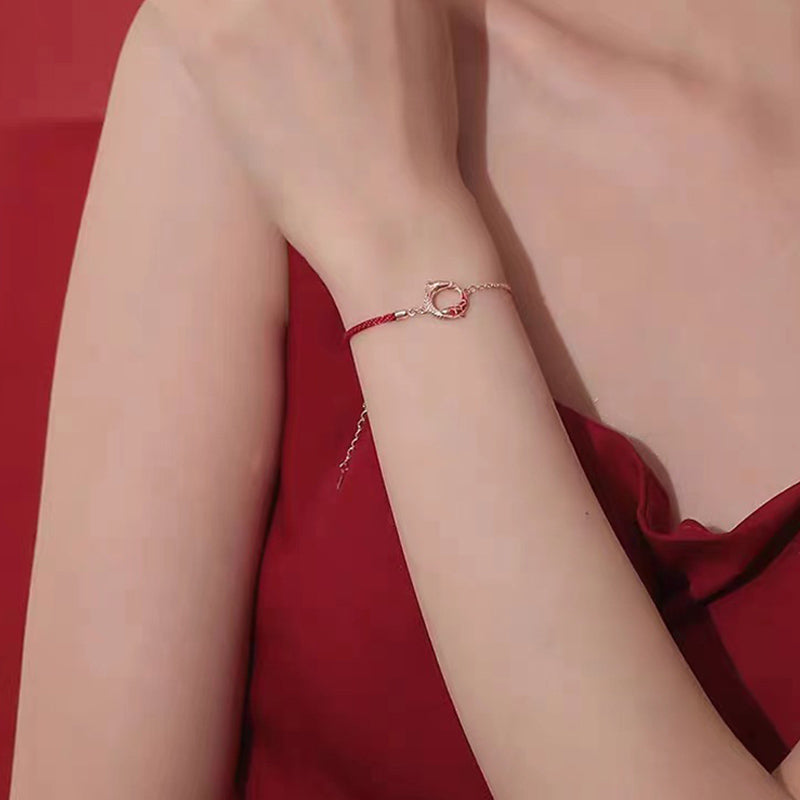 Pulsera de protección de la suerte de los peces Koi de cobre del Año del Dragón de plata de ley 925 con Buddha Stones
