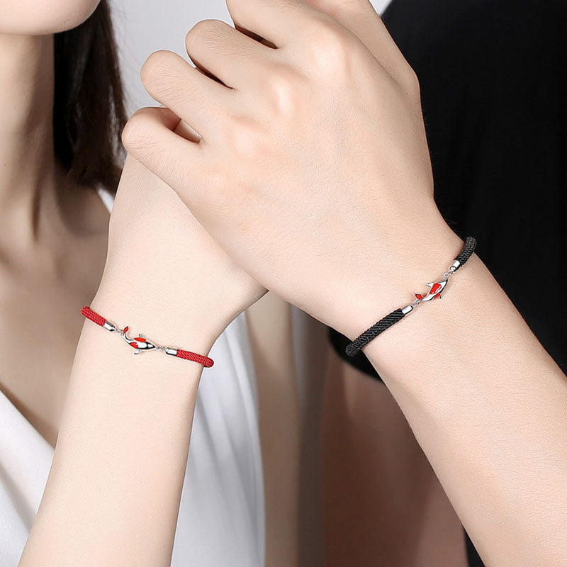 Pulsera de pareja con cadena trenzada de la suerte y la riqueza de los peces Koi con Buddha Stones - image 7