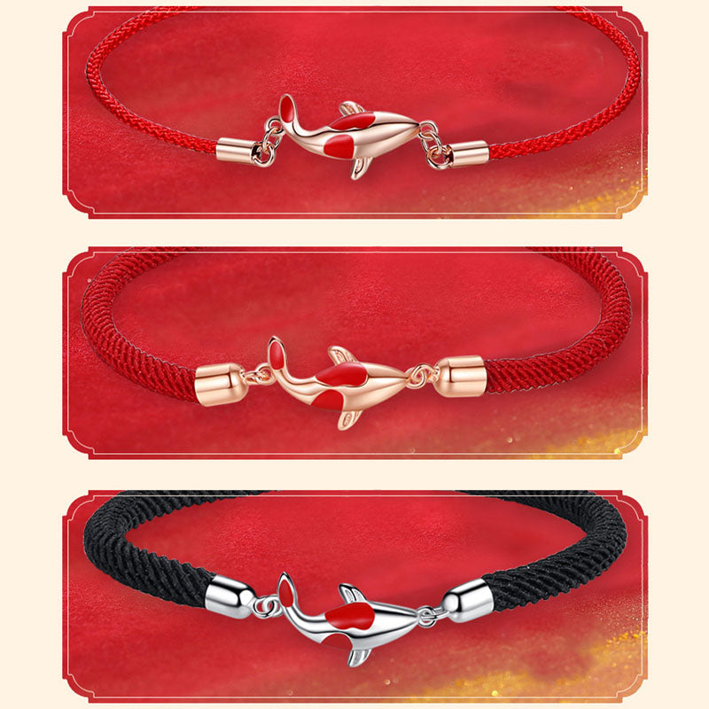 Pulsera de pareja con cadena trenzada de la suerte y la riqueza de los peces Koi con Buddha Stones - image 8
