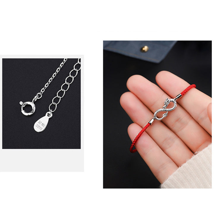 Pulsera de protección de la suerte con nudo infinito de plata de ley 999 con Buddha Stones del año del dragón - image 7