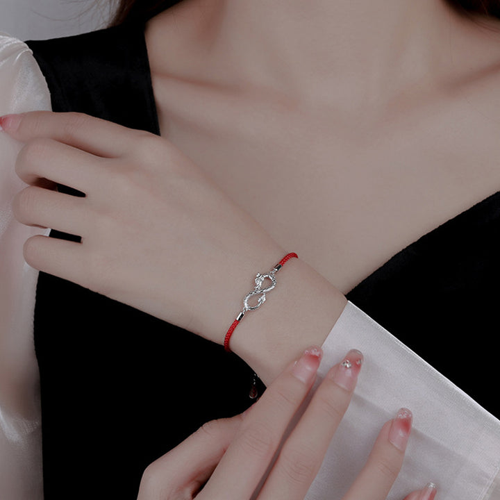 Pulsera de protección de la suerte con nudo infinito de plata de ley 999 con Buddha Stones del año del dragón - image 6