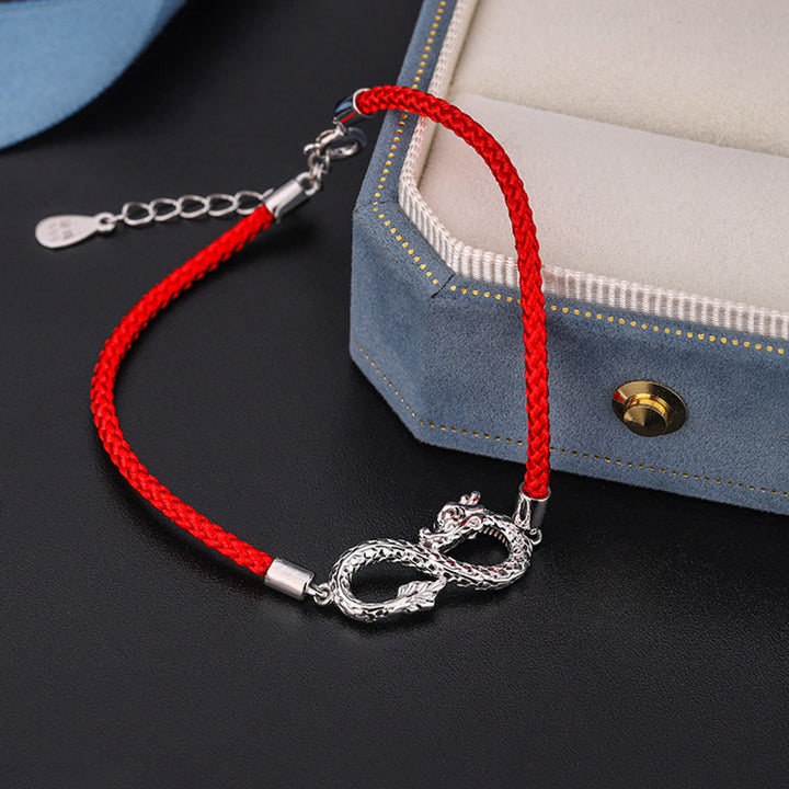 Pulsera de protección de la suerte con nudo infinito de plata de ley 999 con Buddha Stones del año del dragón - image 3