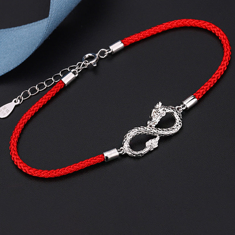 Pulsera de protección de la suerte con nudo infinito de plata de ley 999 con Buddha Stones del año del dragón - image 4