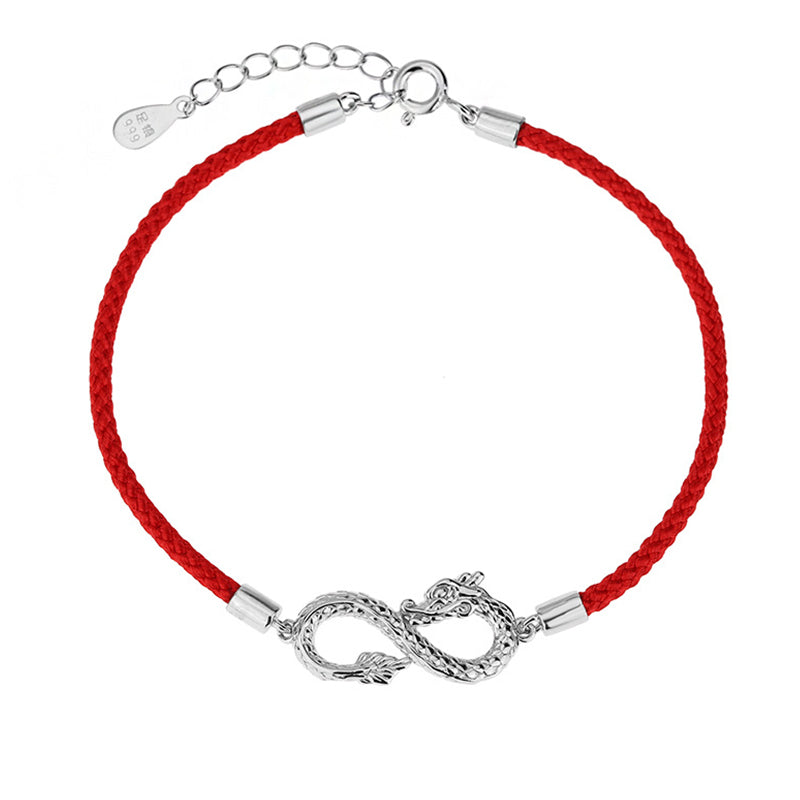 Pulsera de protección de la suerte con nudo infinito de plata de ley 999 con Buddha Stones del año del dragón - image 8