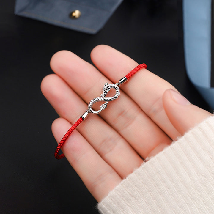 Pulsera de protección de la suerte con nudo infinito de plata de ley 999 con Buddha Stones del año del dragón - image 5