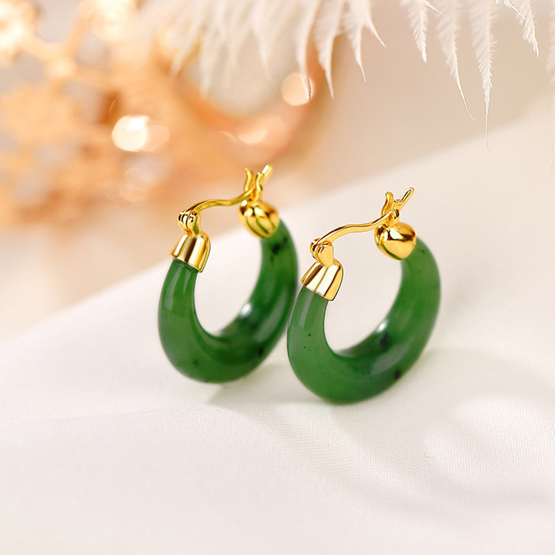 Pendientes colgantes de la suerte de jade cian hetiano redondo natural chapado en plata de ley 925 con Buddha Stones - Jade cian hetiano (Éxito ♥Curación) - image 0
