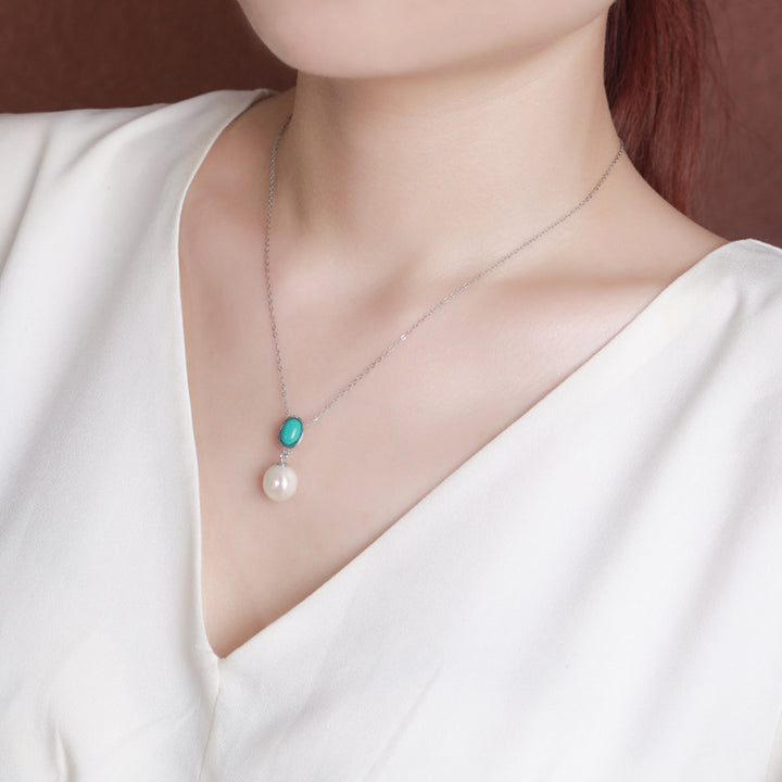 Buddha Stones Plata de Ley 925 Perla Turquesa Curación Sabiduría Collar Colgante Anillo Pendientes - image 4