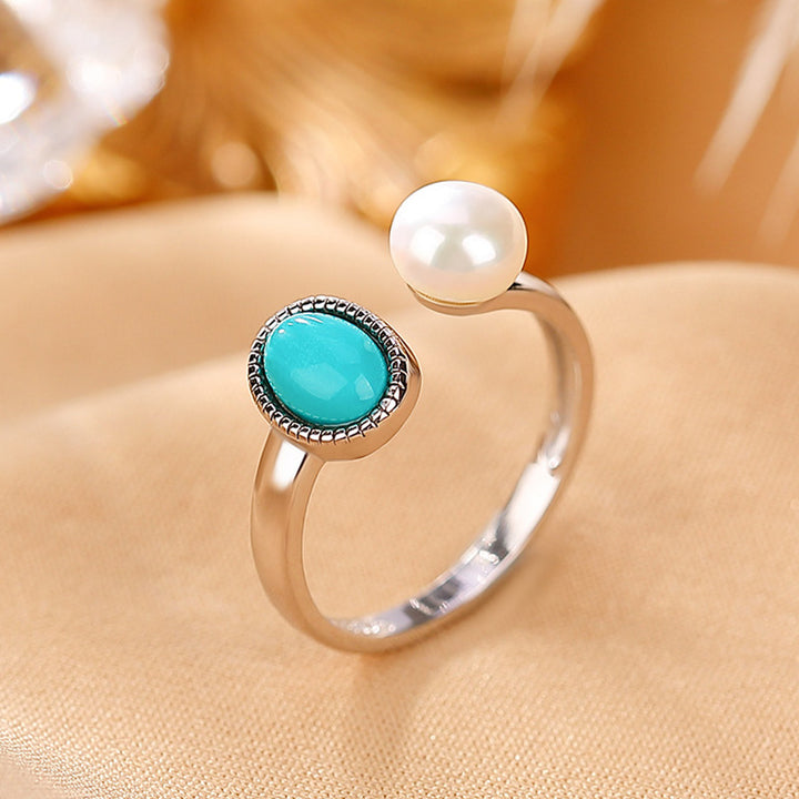 Buddha Stones Plata de Ley 925 Perla Turquesa Curación Sabiduría Collar Colgante Anillo Pendientes - image 7