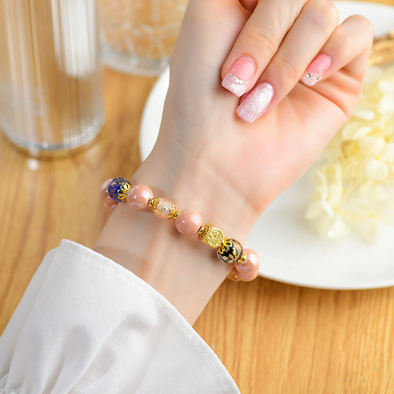 Pulsera de zorro de nueve colas con cuentas de vidrio Liuli, ceniza de incienso tibetano y Buddha Stones