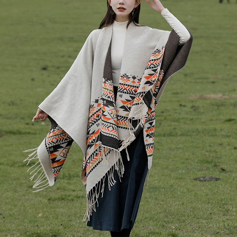 Mantón tibetano de Buddha Stones, geometría colorida, bufanda de viaje acogedora para invierno - image 3