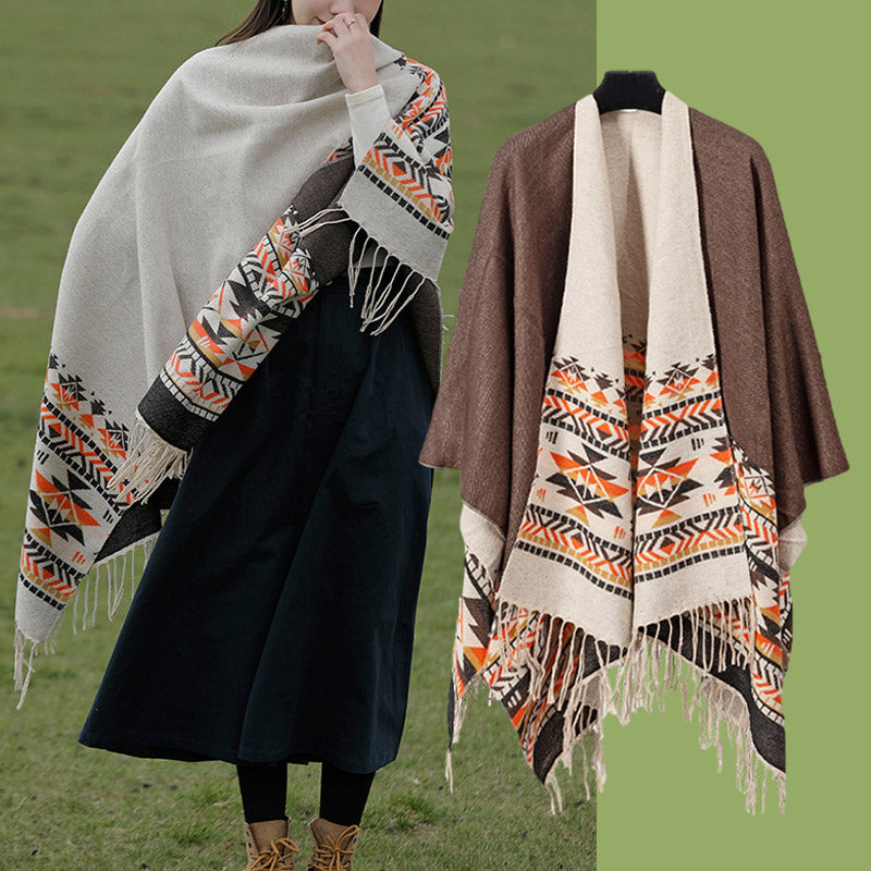 Mantón tibetano de Buddha Stones, geometría colorida, bufanda de viaje acogedora para invierno - image 11