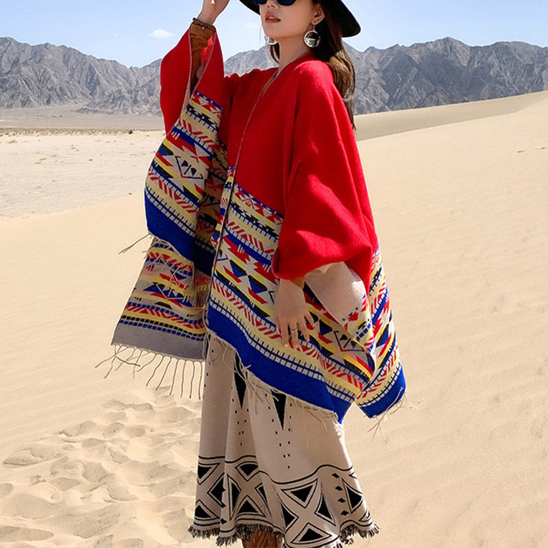 Mantón tibetano de Buddha Stones, geometría colorida, bufanda de viaje acogedora para invierno - image 18