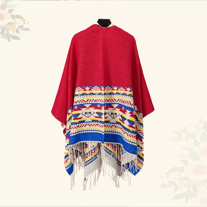 Mantón tibetano de Buddha Stones, geometría colorida, bufanda de viaje acogedora para invierno - image 24