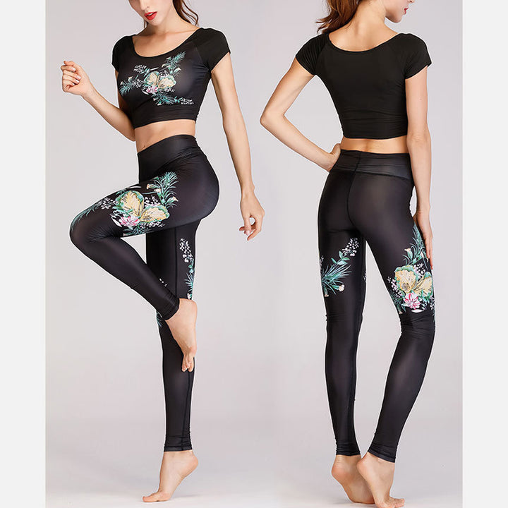 Buddha Stones 2 Piezas Lotus Phoenix Flores de Primavera Pavo Real Top Pantalones Deportes Fitness Yoga Conjuntos de Yoga para Mujer - image 12