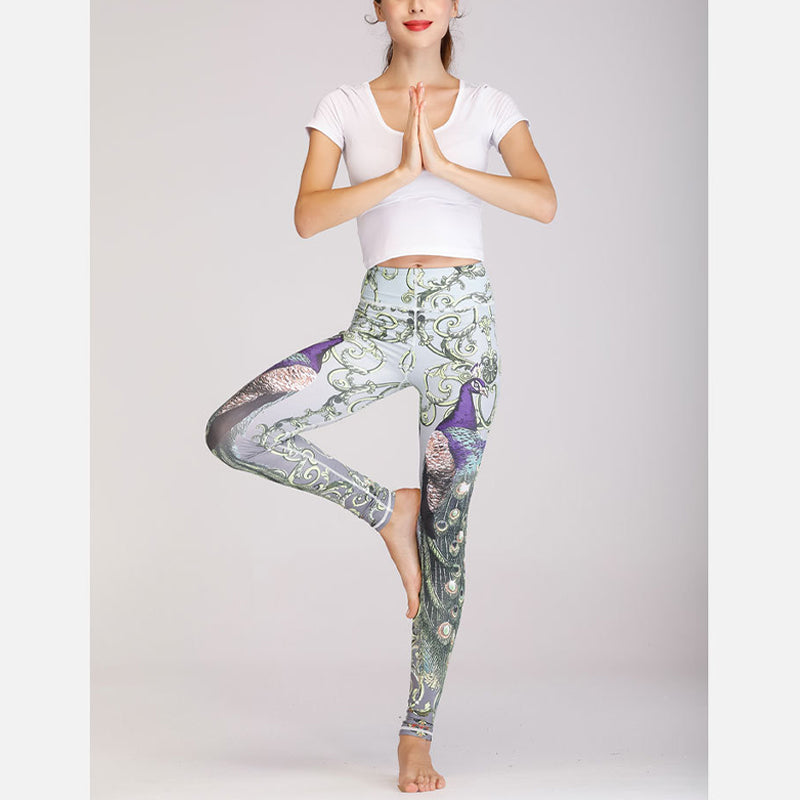 Buddha Stones 2 Piezas Lotus Phoenix Flores de Primavera Pavo Real Top Pantalones Deportes Fitness Yoga Conjuntos de Yoga para Mujer - image 19