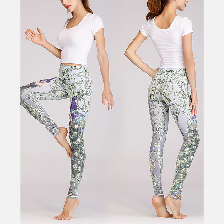 Buddha Stones 2 Piezas Lotus Phoenix Flores de Primavera Pavo Real Top Pantalones Deportes Fitness Yoga Conjuntos de Yoga para Mujer - image 20