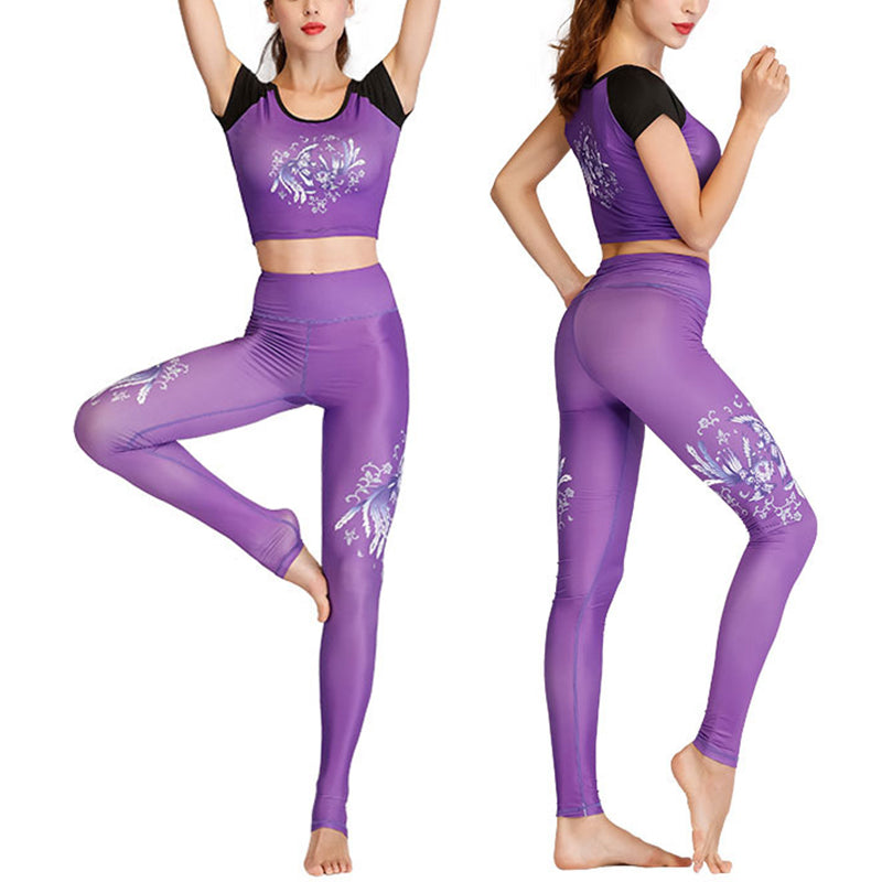 Buddha Stones 2 Piezas Lotus Phoenix Flores de Primavera Pavo Real Top Pantalones Deportes Fitness Yoga Conjuntos de Yoga para Mujer - image 10