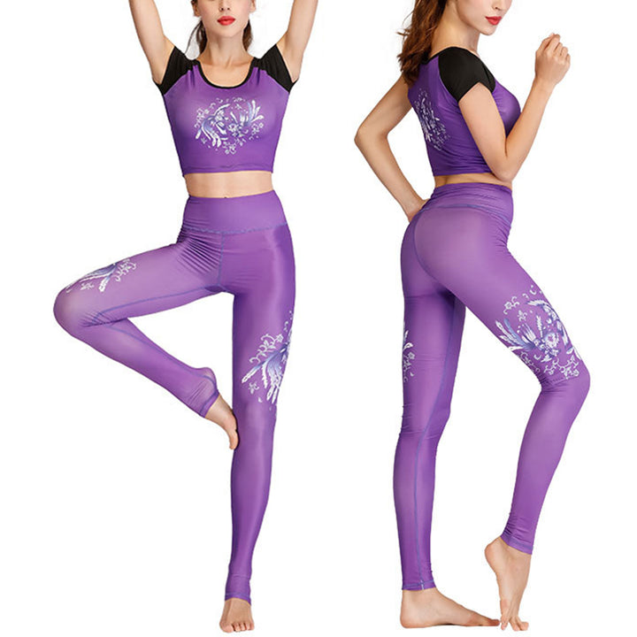 Buddha Stones 2 Piezas Lotus Phoenix Flores de Primavera Pavo Real Top Pantalones Deportes Fitness Yoga Conjuntos de Yoga para Mujer - image 10