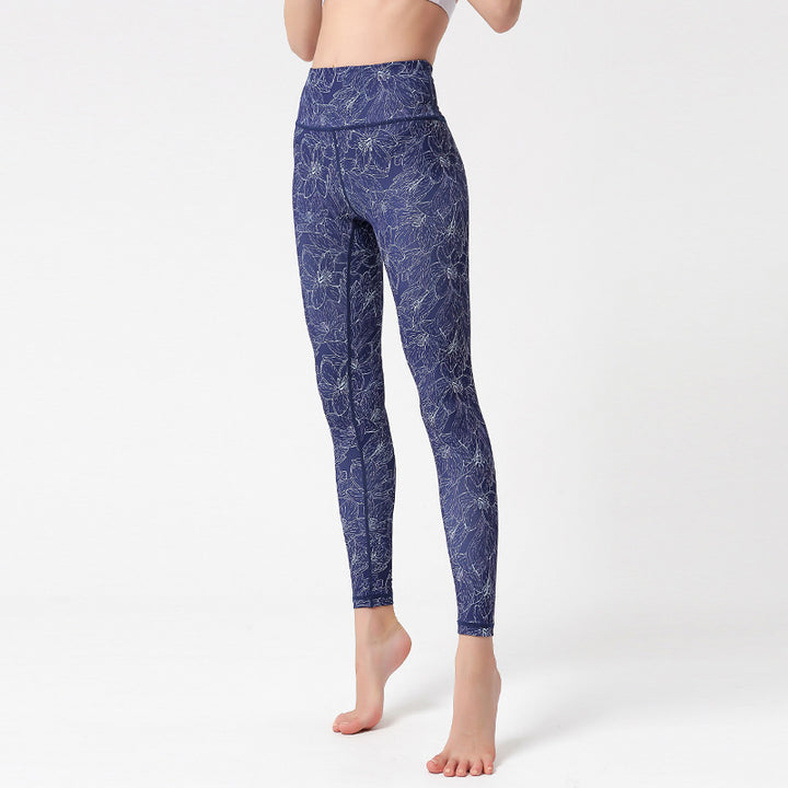 Buddha Stones Flores Hojas Pájaros Pantalones Deportes Fitness Yoga Leggings Mujer Yoga Pantalones - Flores azules - US8-10, UK/AU12-14, EU40-42 (XL) - image 15