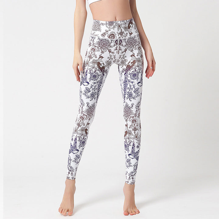 Buddha Stones Flores Hojas Pájaros Pantalones Deportes Fitness Yoga Leggings Mujer Yoga Pantalones - Flores blancas y pájaros - US8-10, UK/AU12-14, EU40-42 (XL) - image 19