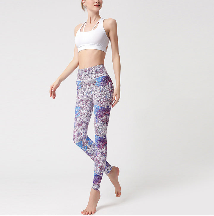Buddha Stones Flores Hojas Pájaros Pantalones Deportes Fitness Yoga Leggings Mujer Yoga Pantalones - image 2