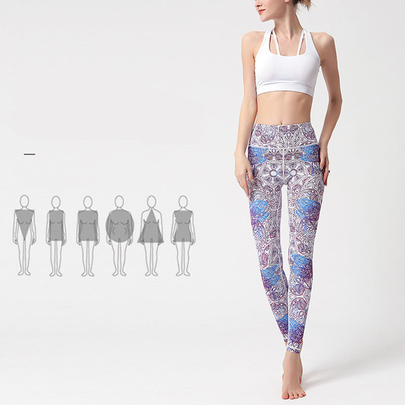 Buddha Stones Flores Hojas Pájaros Pantalones Deportes Fitness Yoga Leggings Mujer Yoga Pantalones - image 4