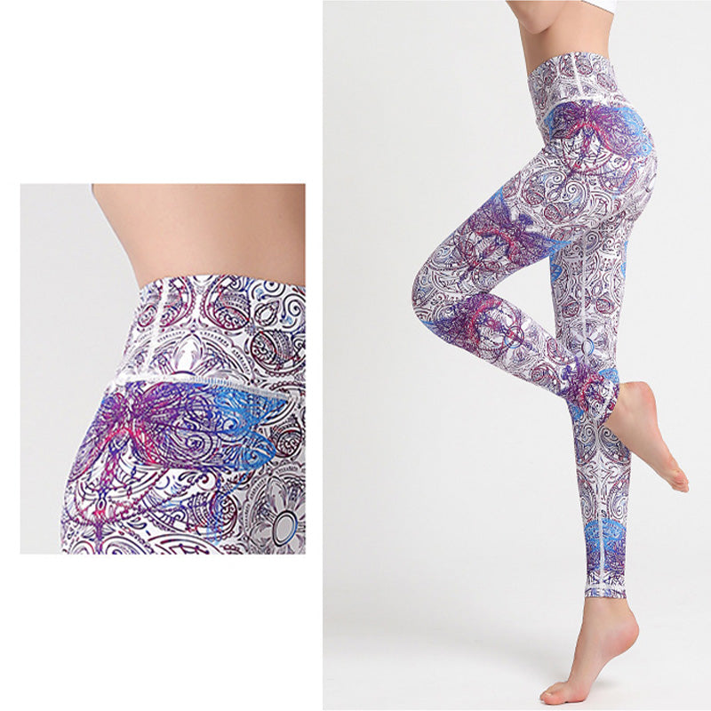 Buddha Stones Flores Hojas Pájaros Pantalones Deportes Fitness Yoga Leggings Mujer Yoga Pantalones - image 5