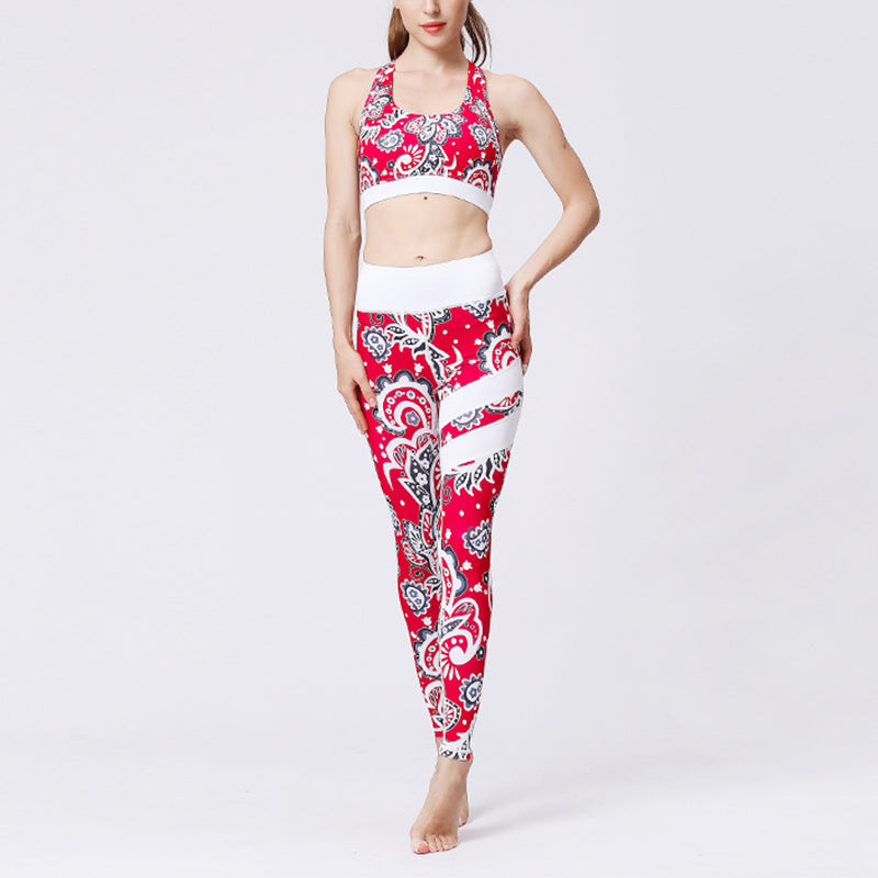 Buddha Stones 2 piezas girasol flores hojas top pantalones deportes fitness yoga mujeres yoga conjuntos - image 1