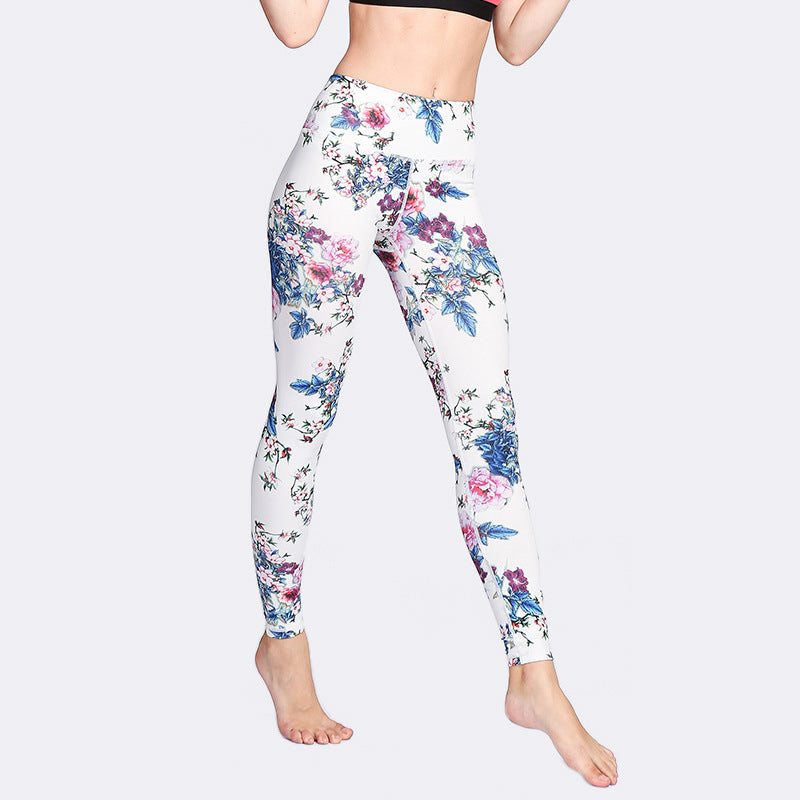 Buddha Stones Flor rosa Blanco Tinta colorida Leggings blancos Deportes Fitness Yoga Pantalones de mujer - image 4
