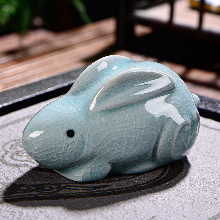Buddha Stones zodiaco chino riqueza cerámica té mascota hogar estatuilla decoración - Conejo 9cm*5cm*4,5cm - image 10