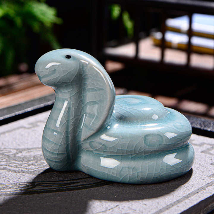 Buddha Stones zodiaco chino riqueza cerámica té mascota hogar estatuilla decoración - Serpiente 8cm*5cm*5,5cm - image 12