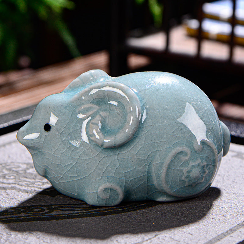 Buddha Stones zodiaco chino riqueza cerámica té mascota hogar estatuilla decoración - Cabra 8cm*5cm*4,5cm - image 16