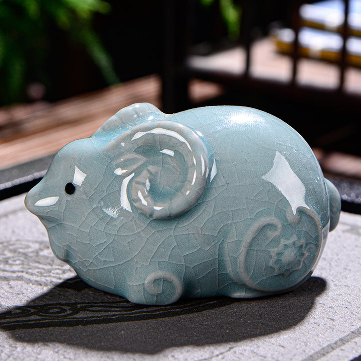 Buddha Stones zodiaco chino riqueza cerámica té mascota hogar estatuilla decoración - Cabra 8cm*5cm*4,5cm - image 16