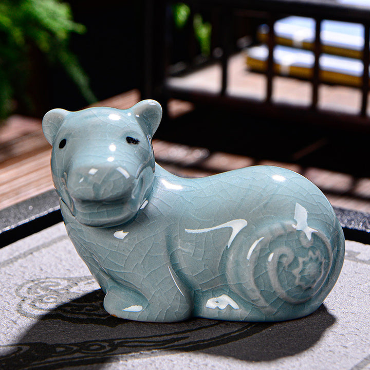 Buddha Stones zodiaco chino riqueza cerámica té mascota hogar estatuilla decoración - Tigre 7,5 cm x 5 cm x 5,5 cm - image 8