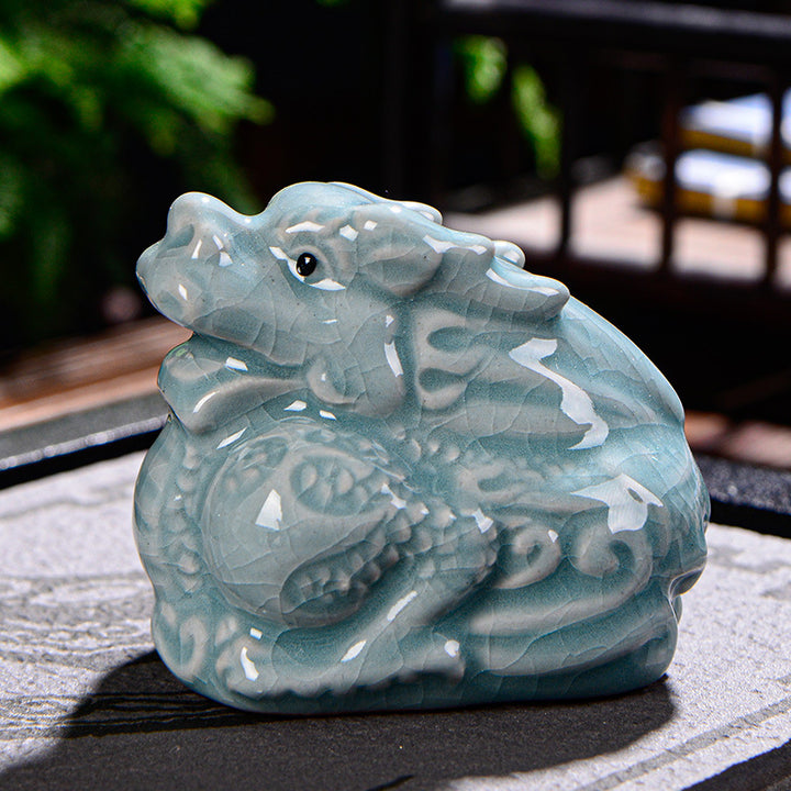Buddha Stones zodiaco chino riqueza cerámica té mascota hogar estatuilla decoración - Dragón 7cm*5cm*6cm - image 2