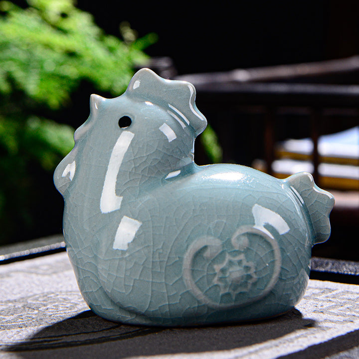 Buddha Stones zodiaco chino riqueza cerámica té mascota hogar estatuilla decoración - Gallo 7cm*5cm*7cm - image 22