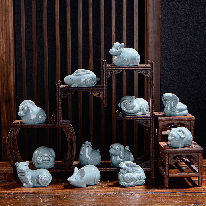 Buddha Stones zodiaco chino riqueza cerámica té mascota hogar estatuilla decoración - image 1