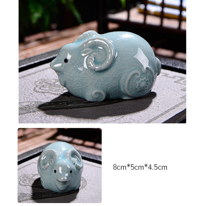 Buddha Stones zodiaco chino riqueza cerámica té mascota hogar estatuilla decoración - image 17