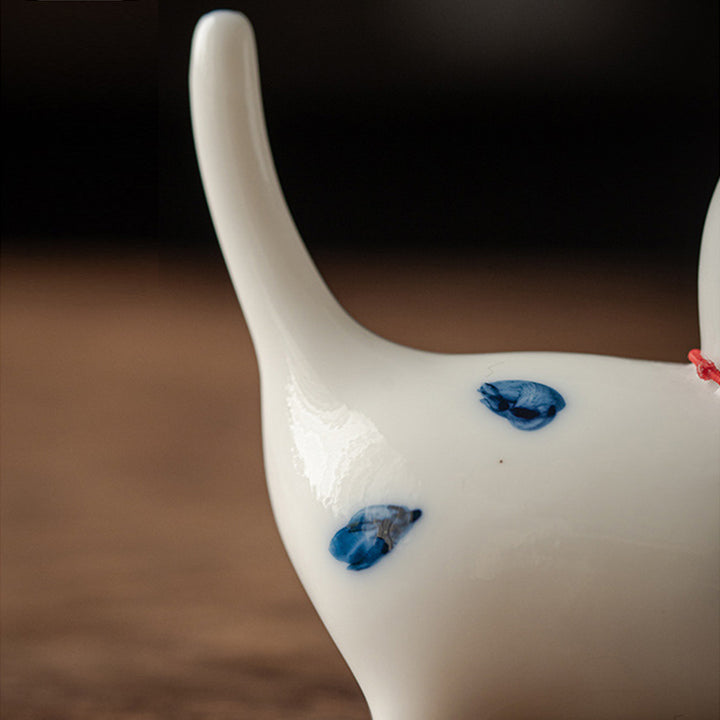 Mini gato blanco de la suerte, Buddha Stones , gatito, té, mascota, cerámica, decoración de escritorio para el hogar - image 11