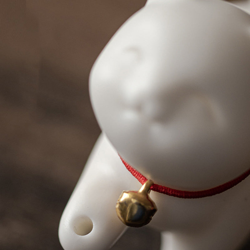 Mini gato de la suerte, Buddha Stones, gatito, té, mascota, cerámica, decoración de escritorio para el hogar con estera de Bambú - image 7