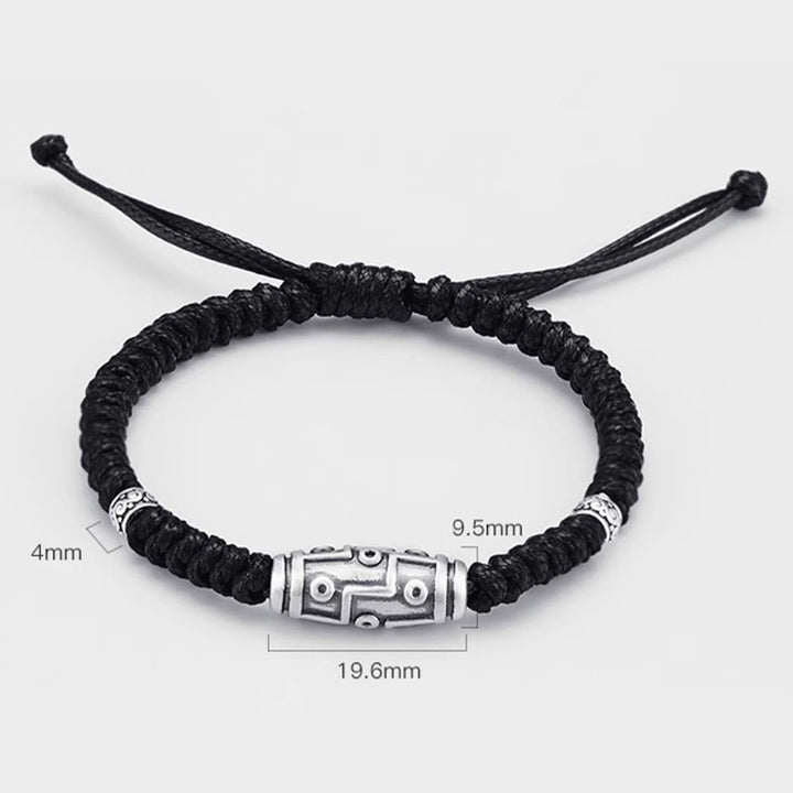 Pulsera de cuerda de bendición con patrón de cuentas Dzi de nueve ojos de plata de ley 999 con Buddha Stones - image 16