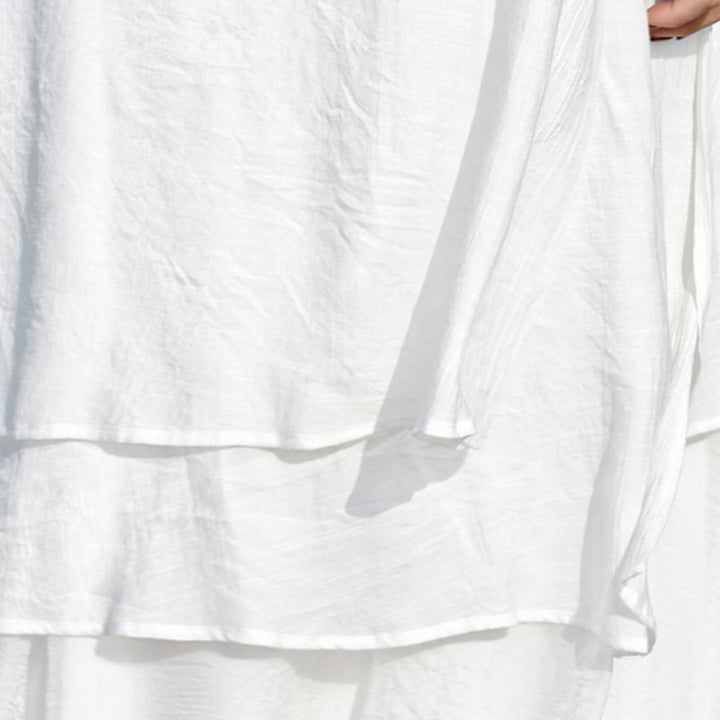 Buddha Stones 2 piezas blanco Tai Chi meditación Yoga Zen algodón ropa de lino Top pantalones conjunto de mujer - image 9