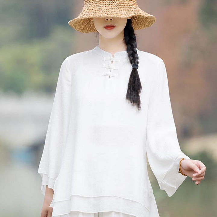Conjunto de 2 piezas de ropa de lino y algodón con Buddha Stones para mujer, pantalones superiores con diseño liso, meditación, Yoga, Zen, Tai Chi - image 19