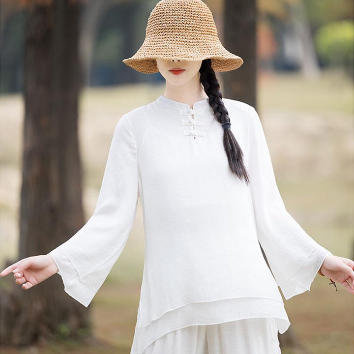 Conjunto de 2 piezas de ropa de lino y algodón con Buddha Stones para mujer, pantalones superiores con diseño liso, meditación, Yoga, Zen, Tai Chi - image 20