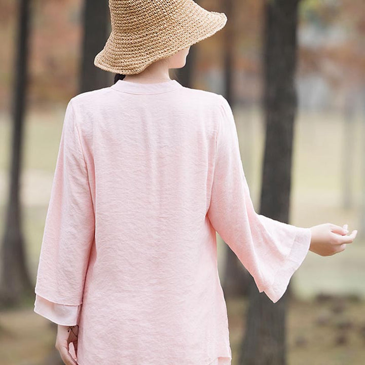 Conjunto de 2 piezas de ropa de lino y algodón con Buddha Stones para mujer, pantalones superiores con diseño liso, meditación, Yoga, Zen, Tai Chi - image 4