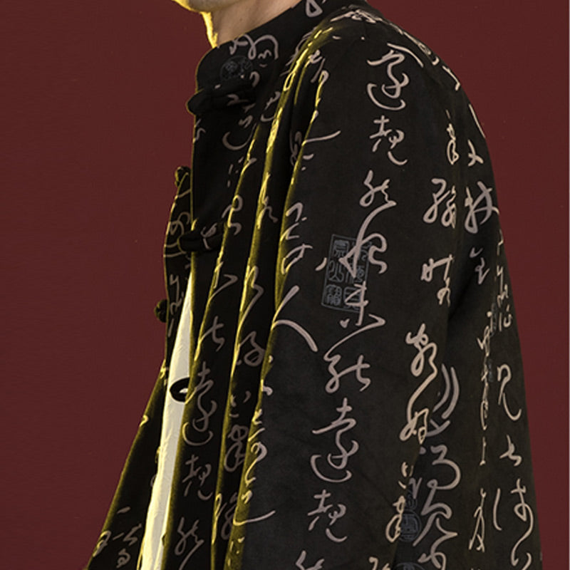 Ropa de caligrafía china con Buddha Stones, chaqueta, abrigo, traje Tang, ropa para hombre - image 2