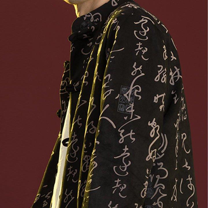 Ropa de caligrafía china con Buddha Stones, chaqueta, abrigo, traje Tang, ropa para hombre - image 2